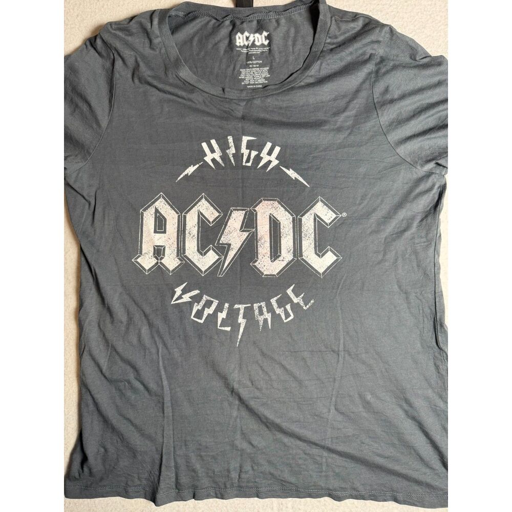 Vintage AC/DC Shirt women's Size Large Gray